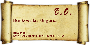 Benkovits Orgona névjegykártya